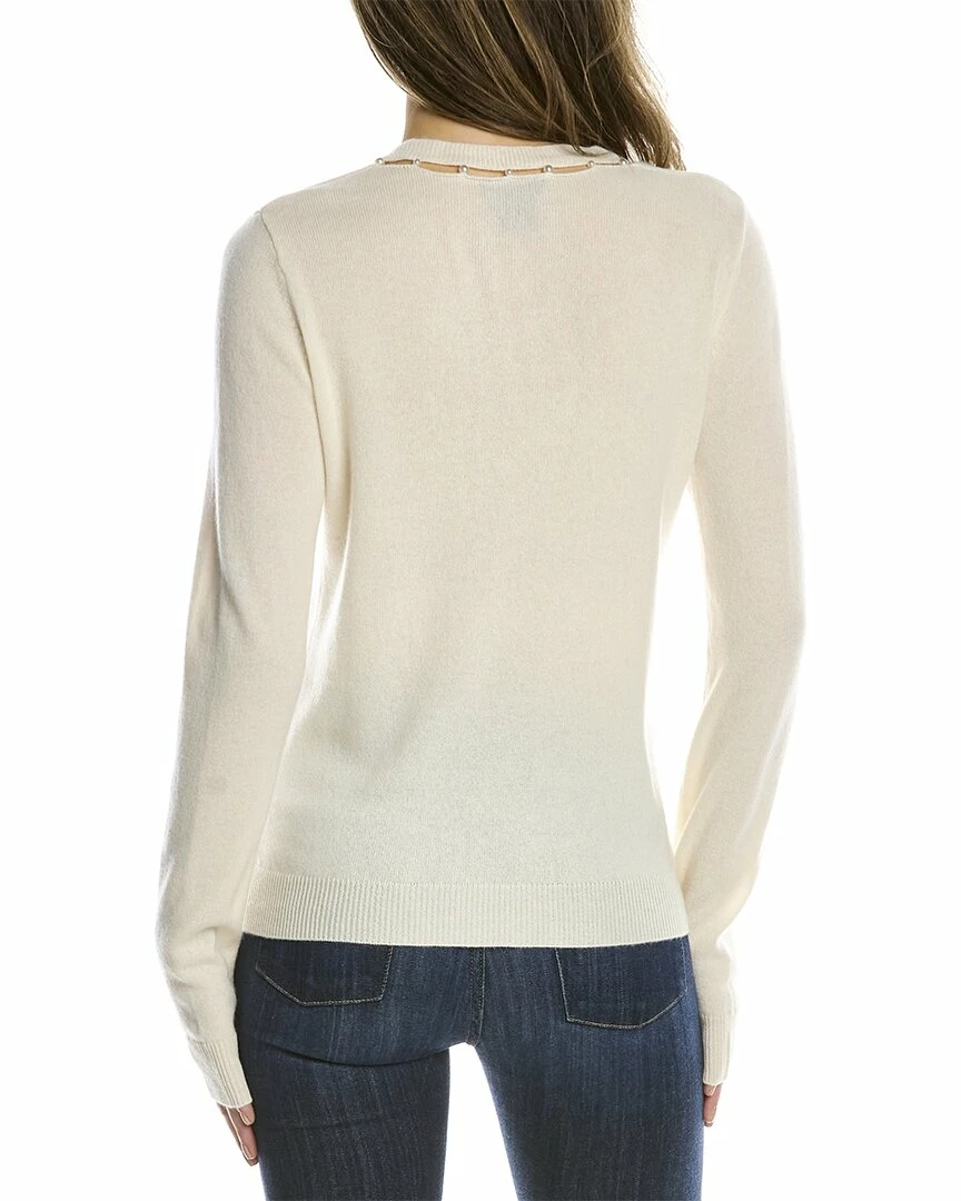 women sofiacashmere Pearl V-Neck Cashmere Sweater - Image 2