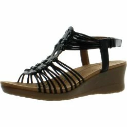 Baretraps Taren Womens Faux Leather Strappy Wedges