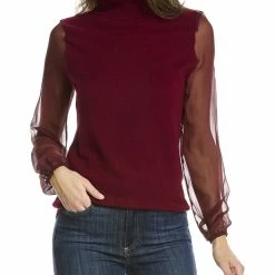 women sofiacashmere Silk Sleeve Cashmere Sweater