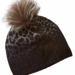 women sofiacashmere Leopard Printed Dip-Dye Jersey Cashmere Beanie