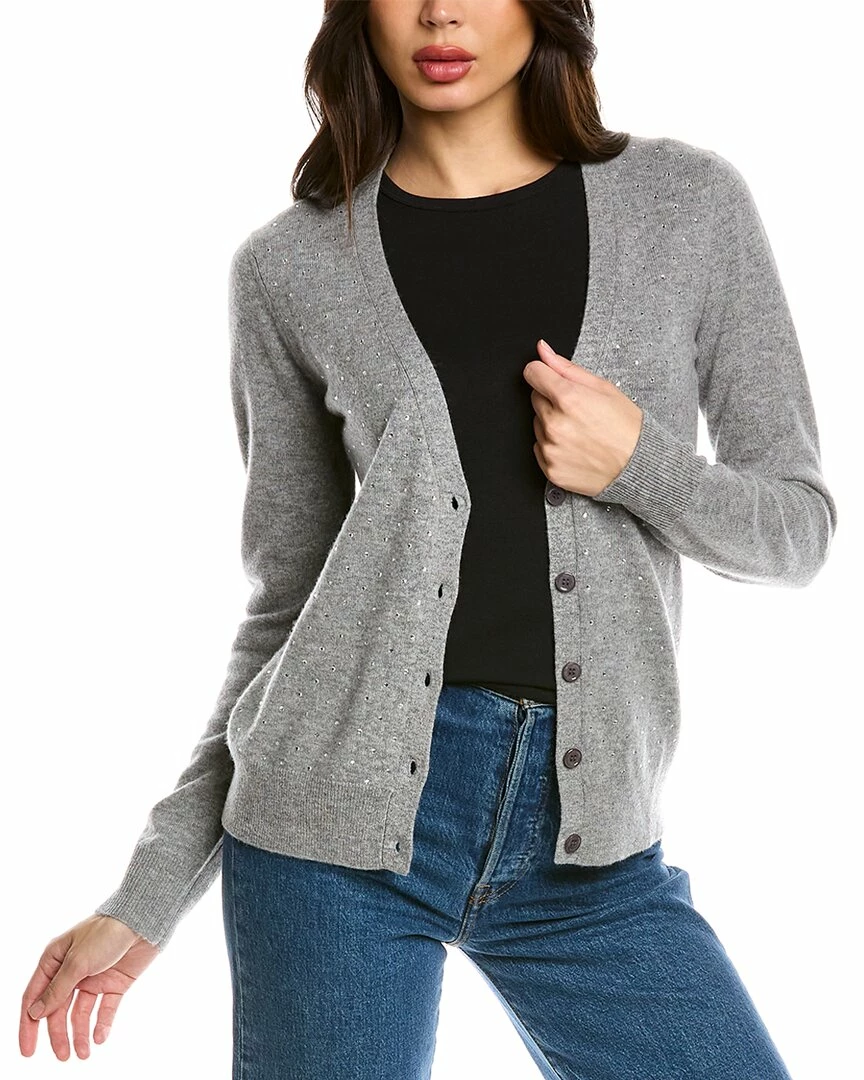 women sofiacashmere Rhinestone Cashmere Sweater