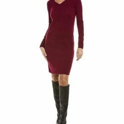 women sofiacashmere V-Neck Cashmere Sweaterdress