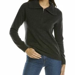 women sofiacashmere Foldover 1/4-Zip Cashmere Sweater