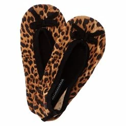 women sofiacashmere Leopard Print Cashmere Slipper