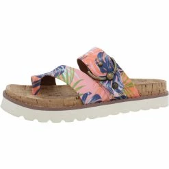 Baretraps Glenda Womens Faux Leather Buckle Footbed Sandals