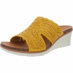 Baretraps Barb Womens Faux Leather Slide On Wedges