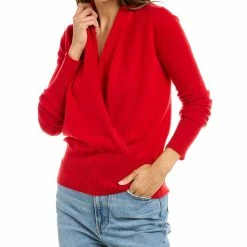 women sofiacashmere Cashmere Faux Wrap Sweater