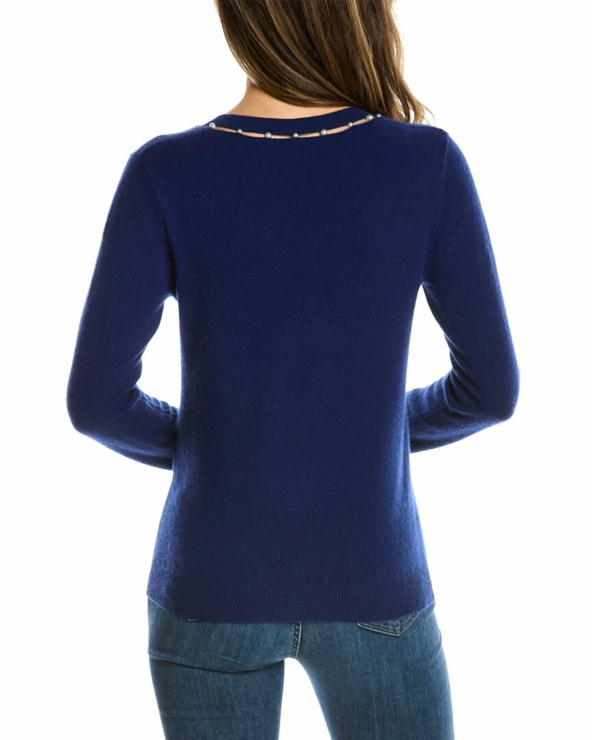 women sofiacashmere Pearl V-Neck Cashmere Sweater - Image 2
