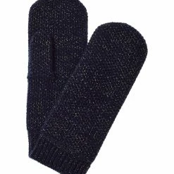 women sofiacashmere Honeycomb Lurex Cashmere Mittens
