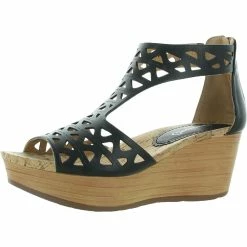 Baretraps Miriam Womens Open Toe Zip-up Wedge Sandals