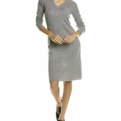 women sofiacashmere V-Neck Cashmere Sweaterdress