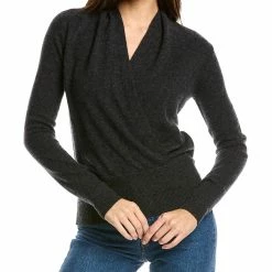 women sofiacashmere Cashmere Faux Wrap Sweater