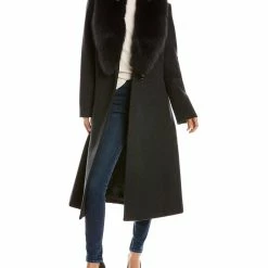 women sofiacashmere Oversized Collar Wool-Blend Coat