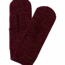 women sofiacashmere Honeycomb Lurex Cashmere Mittens
