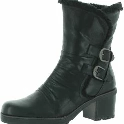 Baretraps Tevin Womens Lug Sole Faux Sherpa Mid-Calf Boots
