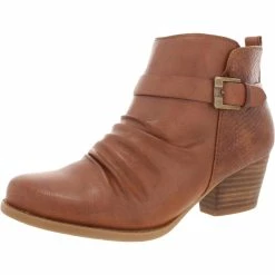 Baretraps Rebel Womens Faux Leather Block Heel Ankle Boots