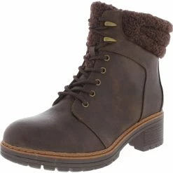 Baretraps Akira Womens Faux Leather Faux Fur Combat & Lace-up Boots